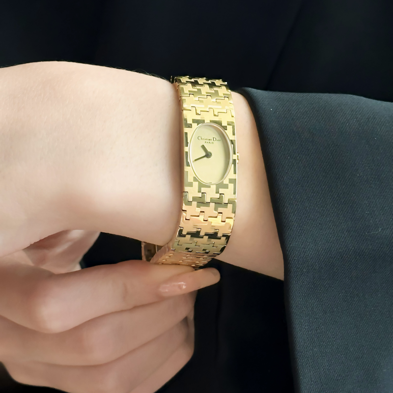 Christian Dior watch gold color and green dial