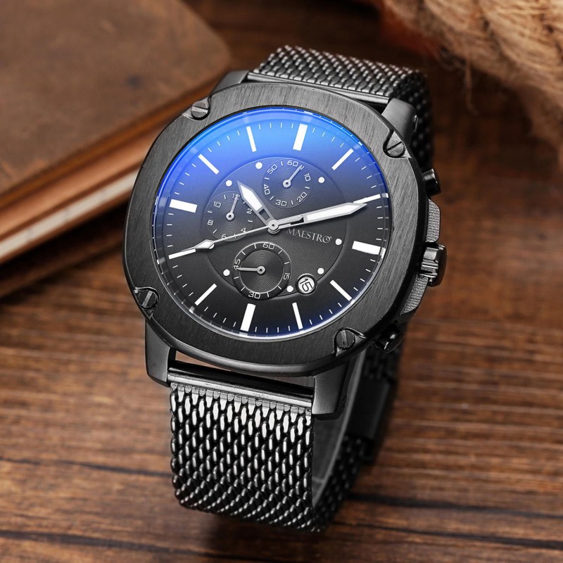 Maestro Mash Metal Watch Black